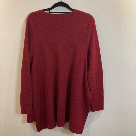 ADOLFO DOMINGUEZ Sz M Open Sides V Neck Wool  Blend Long Sleeve Tunic Sweater - Picture 6 of 8